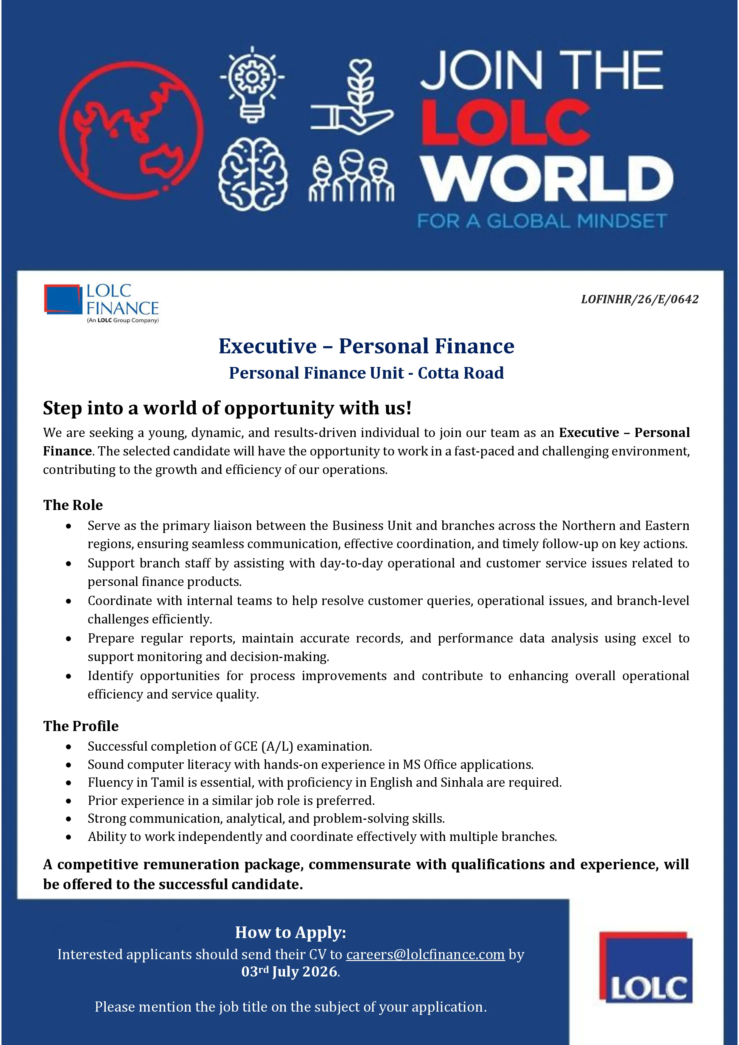Executive - Personal Finance vacancy