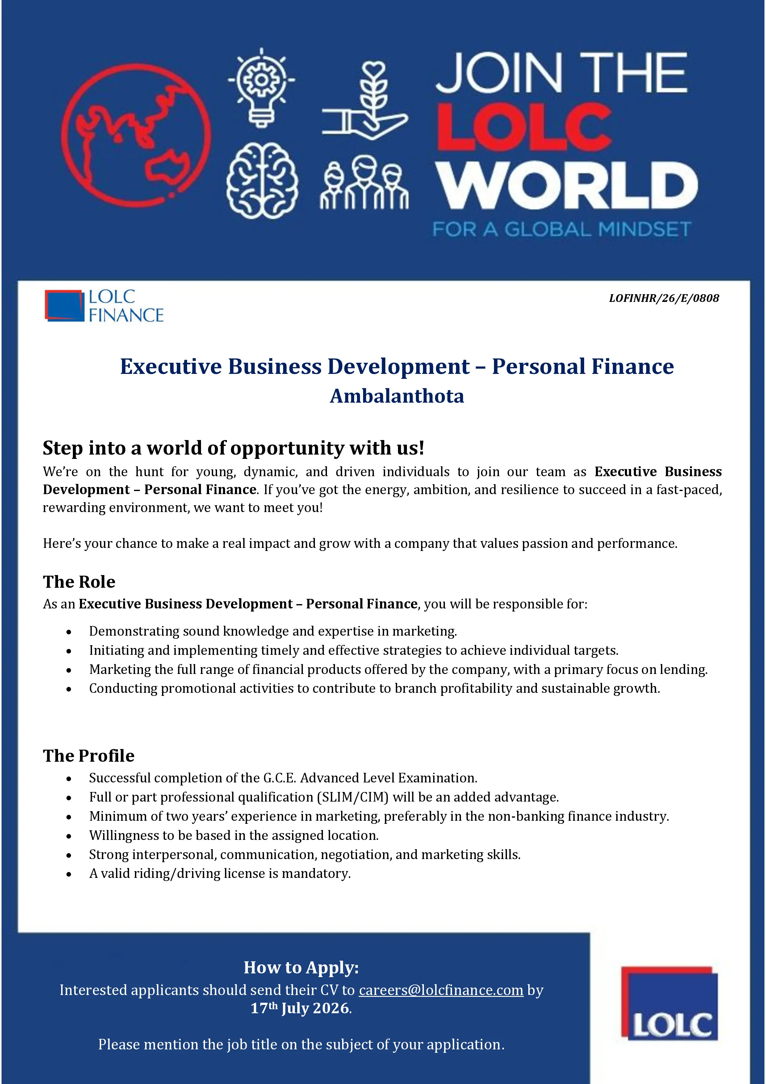 Executive Business Development vacancy