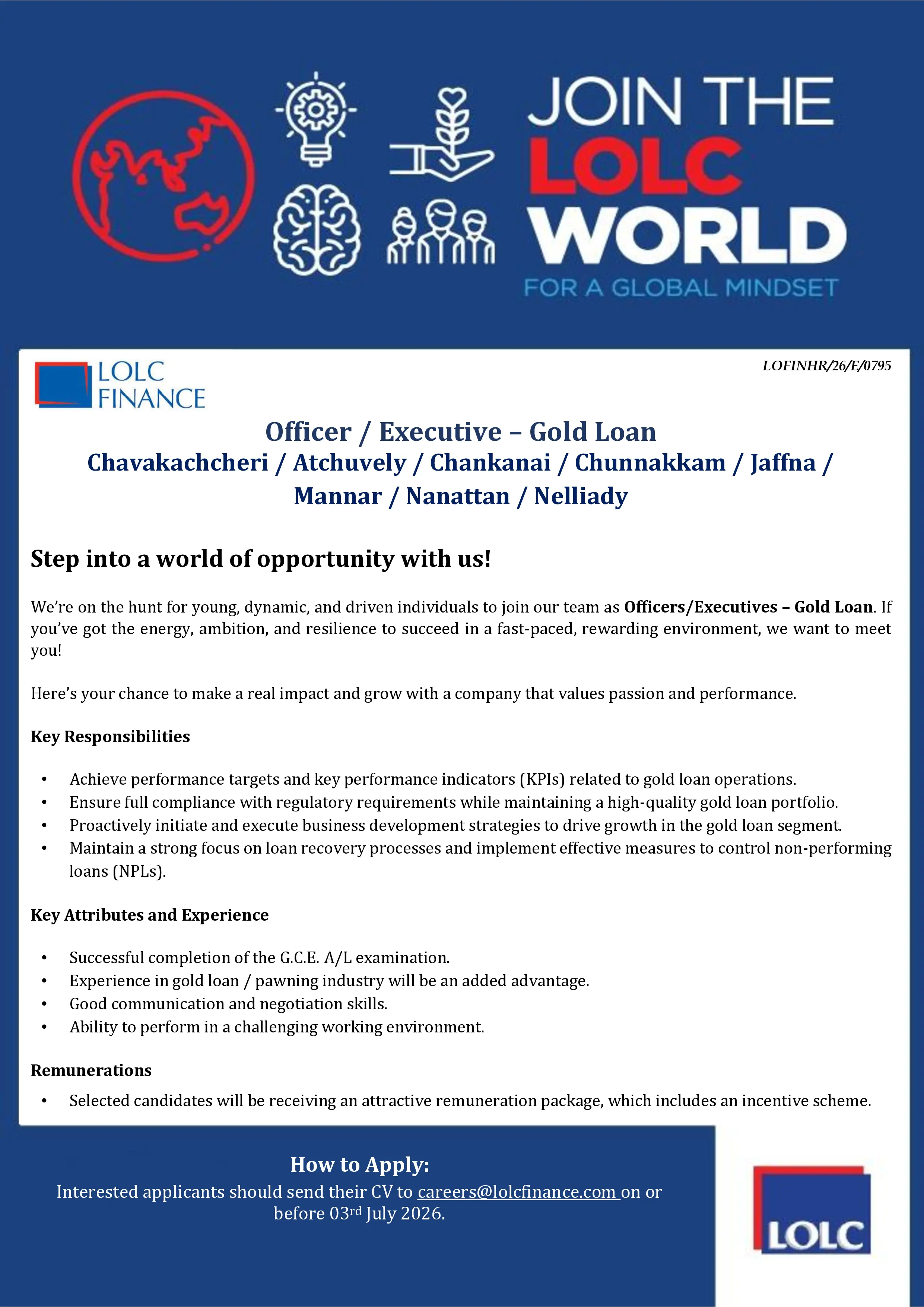 Gold Loan vacancy
